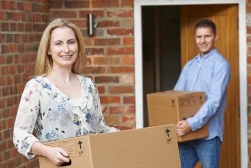 Packed boxes and furniture ready for a home move in South London
