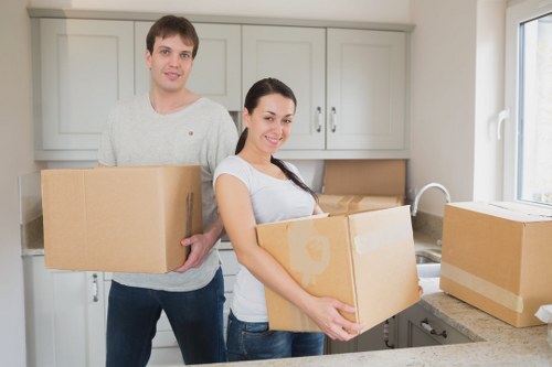 Packed household items ready for removals in South London